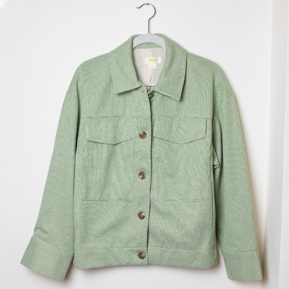 NWT Maeve Green Knit Trucker Jacket - Picture 1 of 7
